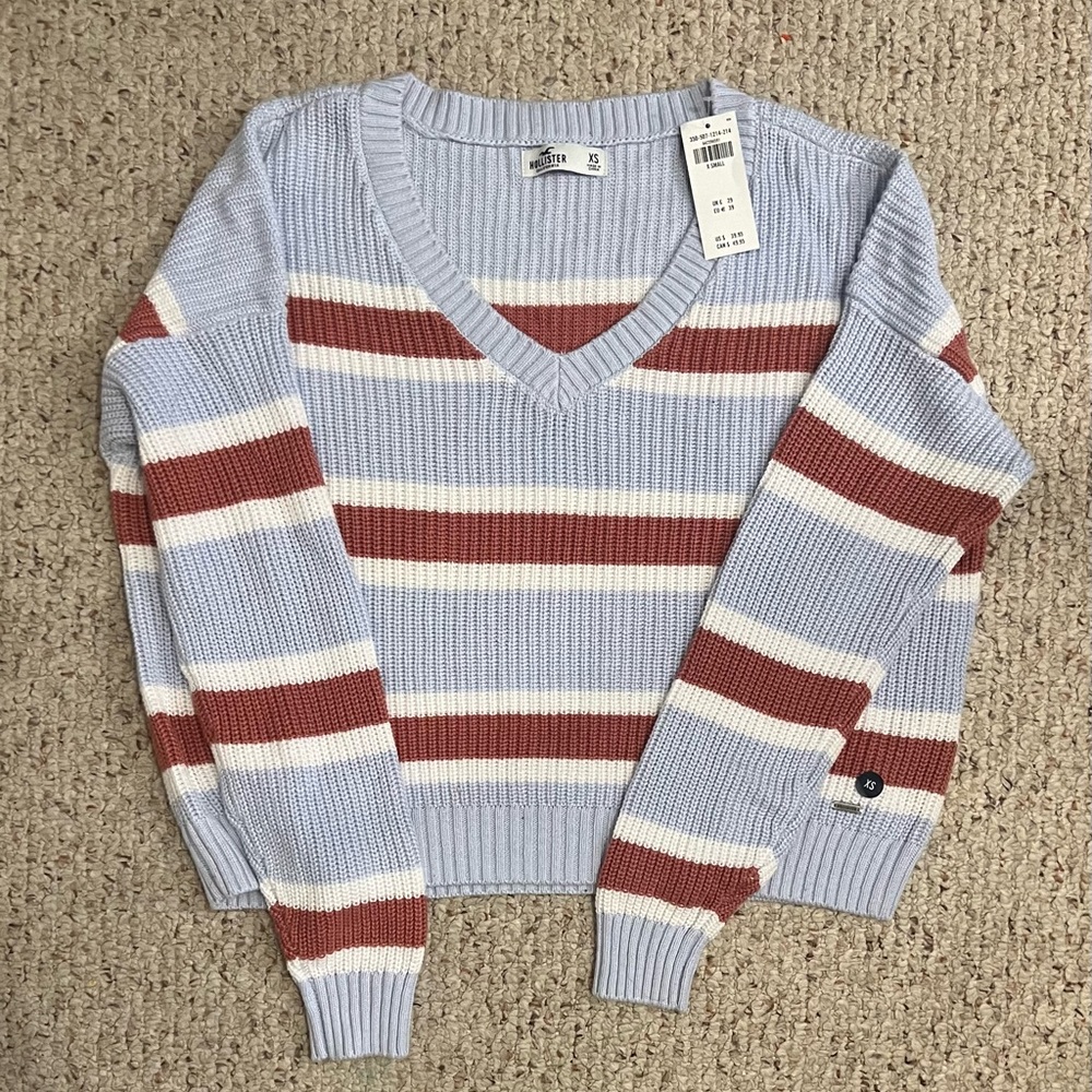 Hollister Light Blue Striped Sweater
